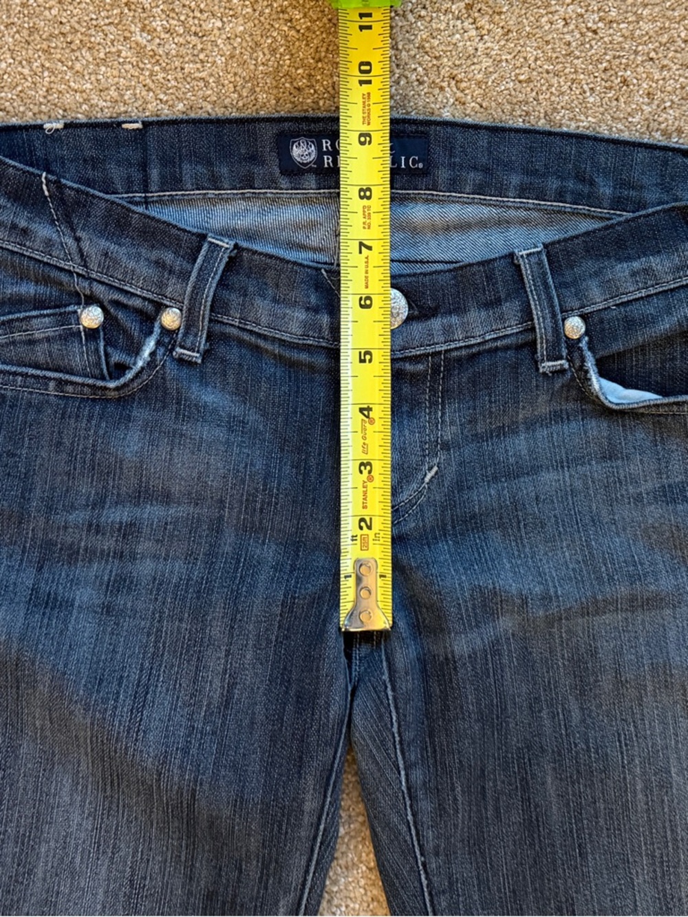 Rock & Republic Jagger Low Rise Skinny Jeans Sz 26 Dark Wash Embroidered Pockets - Picture 11 of 16